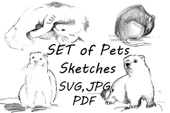 Download Set of Simple Pencil Sketches Pets - Sketches Collection