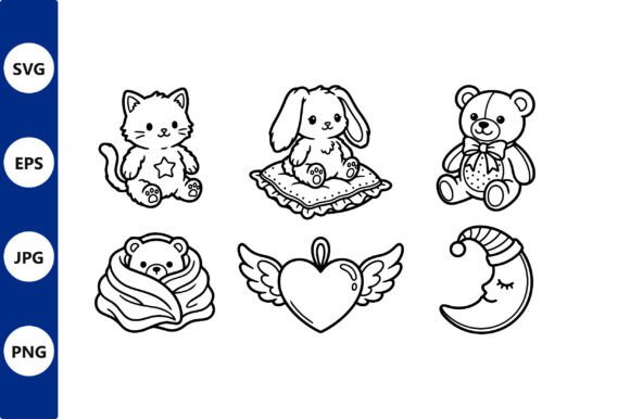 Download Cute Black and White Line Art Animal - Black Collection