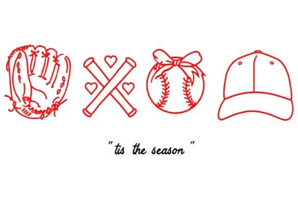 Download Red Line Art Baseball on Black - Black Collection