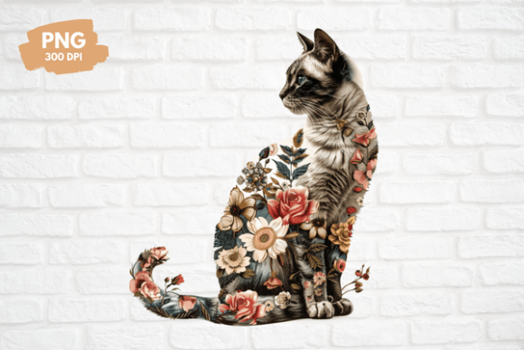 Download Floral Cat Clipart - Floral cat clipart Collection