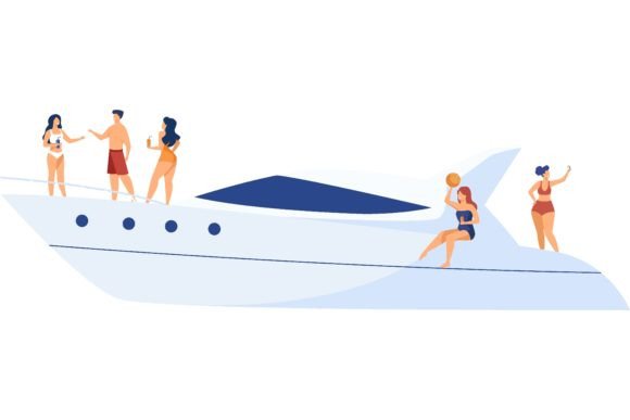 Download Vacation on Yacht Concept. Happy Tourist - Tour Collection