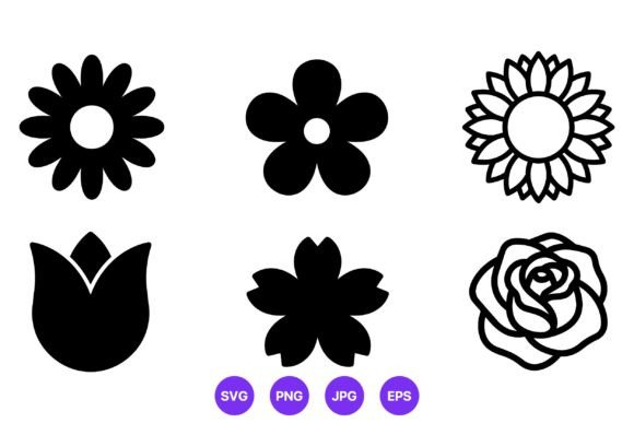 Download Black White Floral Icon Set - Black Collection