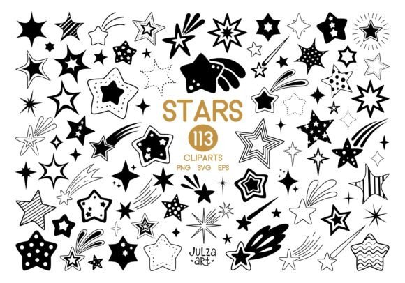 Download Black Stars Clipart Bundle Shooting Star - Black Collection