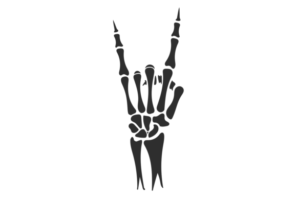 Download Skeleton Hand Show Rock Gesture Black Si - Black Collection