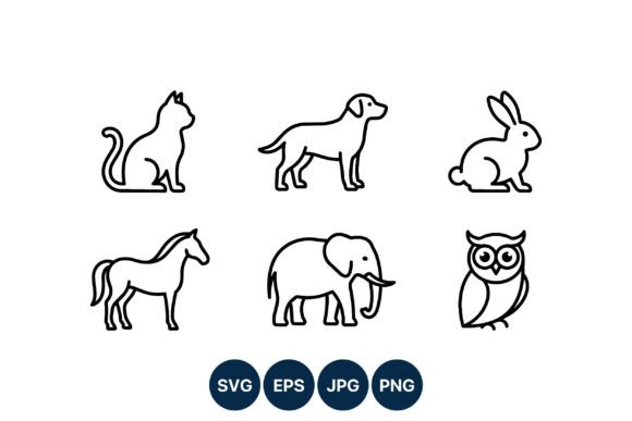Download Black and White Animal Line Art Icons - Black Collection