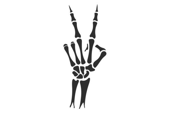 Download Victory Gesture from Skeleton Hand Black - Black Collection